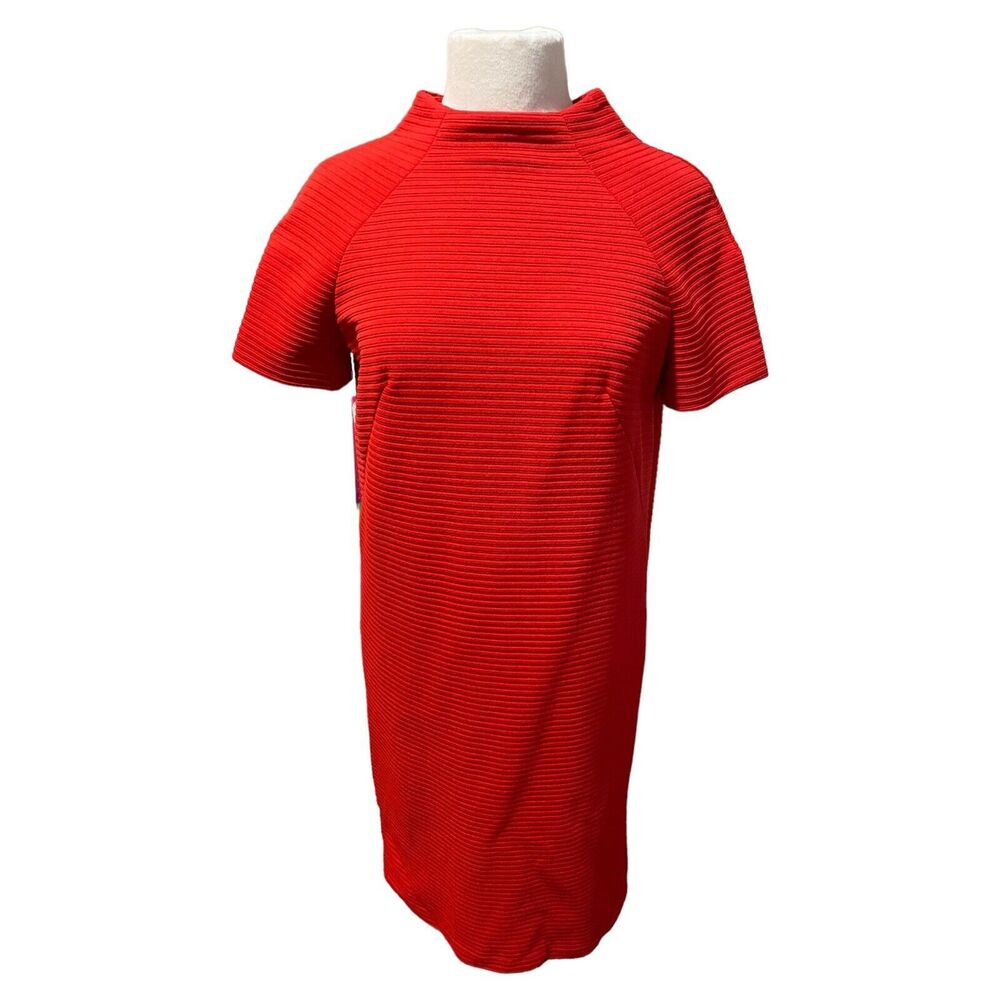 VTG 1960s Red Ribbed Pencil Dress Raglan Sleeves Talon Zipper Handmade? Retro